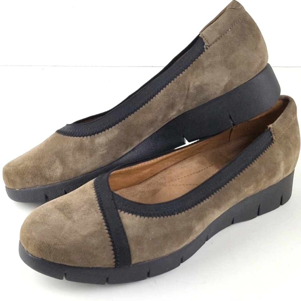 Clarks Artisan Daelyn Hill Suede Leather  Tan & Black Platform Low Wedge… - Picture 2 of 16